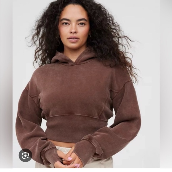 aerie Tops - Aerie Brown Crop Top Hoodie
